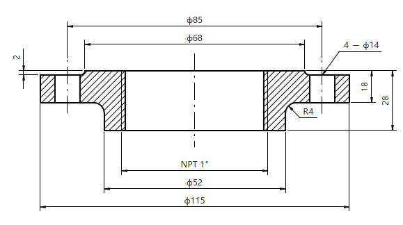 EN BS 1092-1 05B DN25 PN10-100 Threaded Flange
