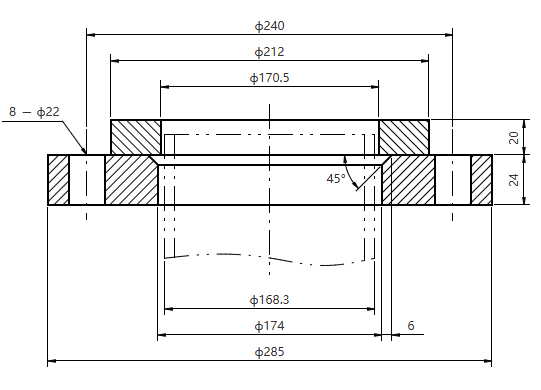ASME EN JISB 05B DN150 PN10-100 Stainless Steel Plate Flange 