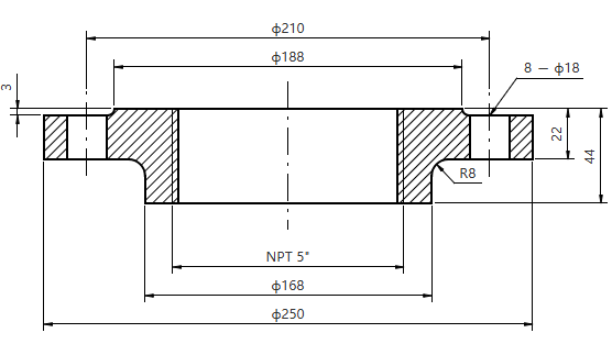 EN BS 1092-1 05B DN125 PN10-100 Threaded Flange