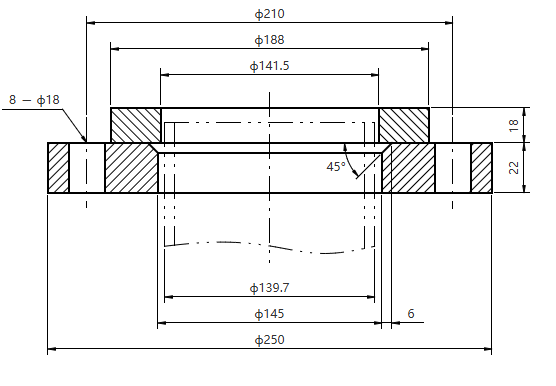 ASME EN JISB 05B DN125 PN10-100 Stainless Steel Plate Flange 