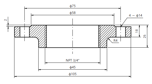 EN BS 1092-1 05B DN20 PN10-100 Threaded Flange