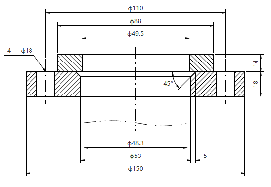 ASME EN JISB 05B DN40 PN10-100 Stainless Steel Plate Flange 