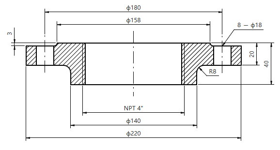 EN BS 1092-1 05B DN100 PN10-100 Threaded Flange