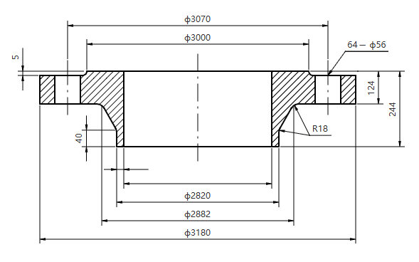 ASME EN DN2800 PN10-100 Stainless Steel Plate Flange 