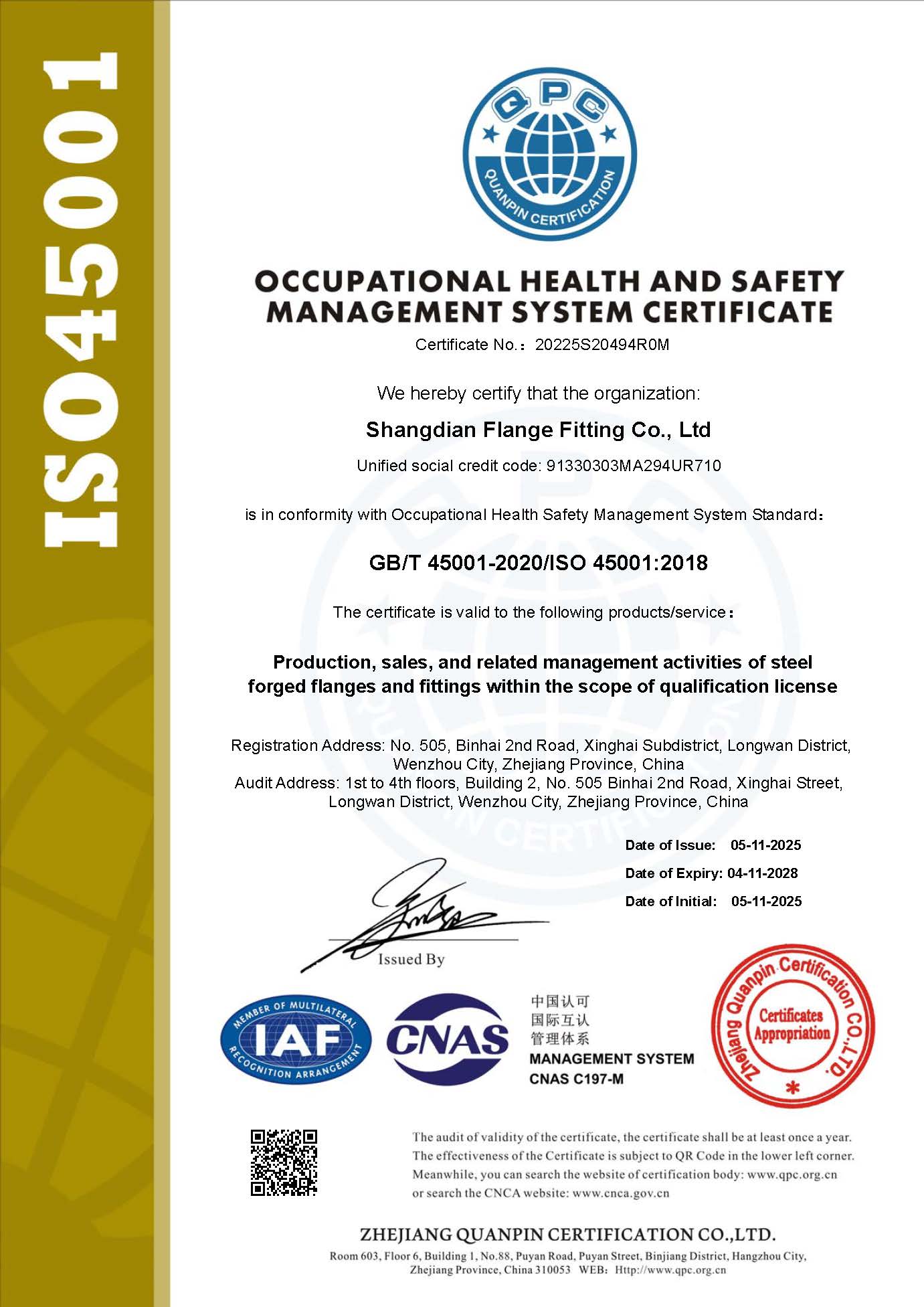 ISO 45001 Occupational Health & Safety System