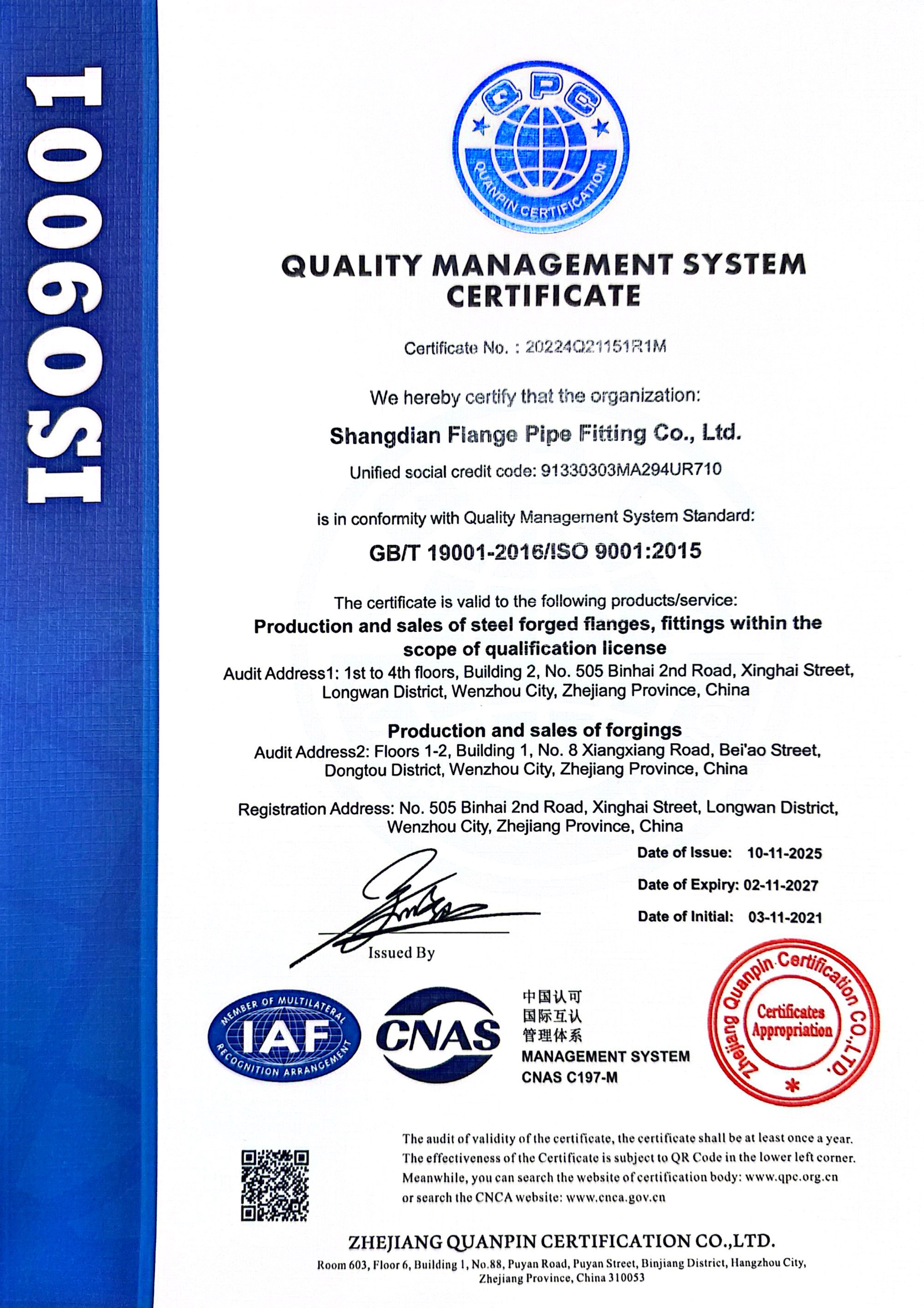 ISO 9001 Quality Management System